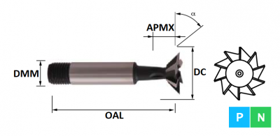 13.0mm x 4.0mm Depth 60 Degree HSS Dovetail Cutter (Screwed Shank)